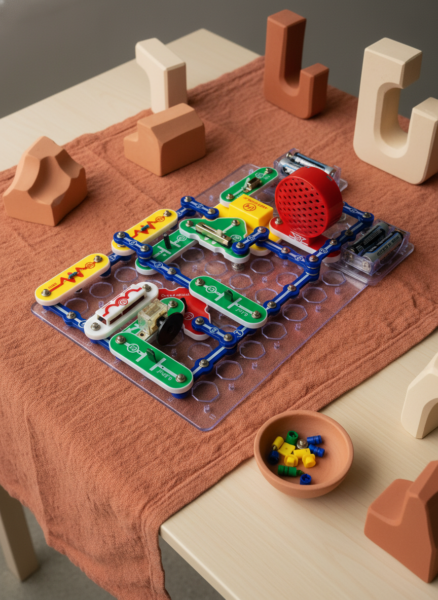 Snap Circuits electronics kit — original hero illustration