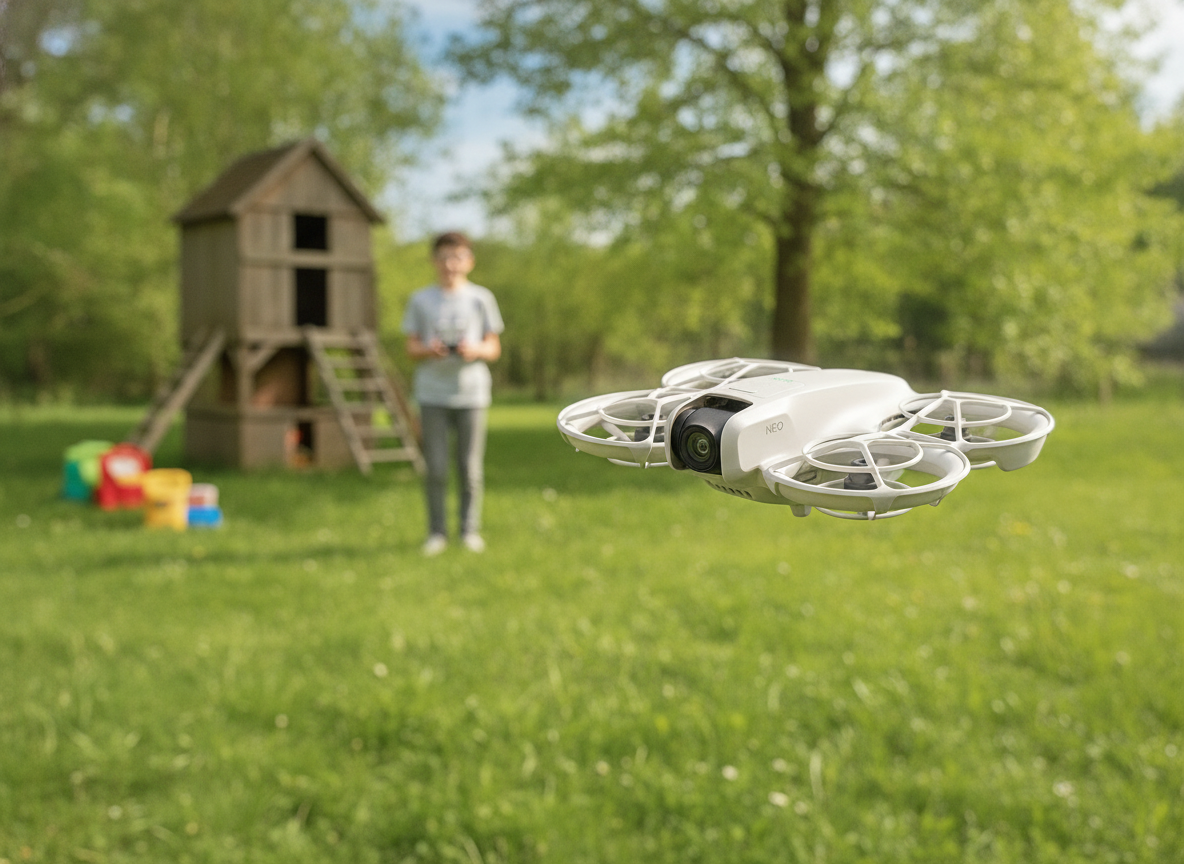 DJI Neo sub-250g mini drone for teenagers flying outdoors — original hero illustration
