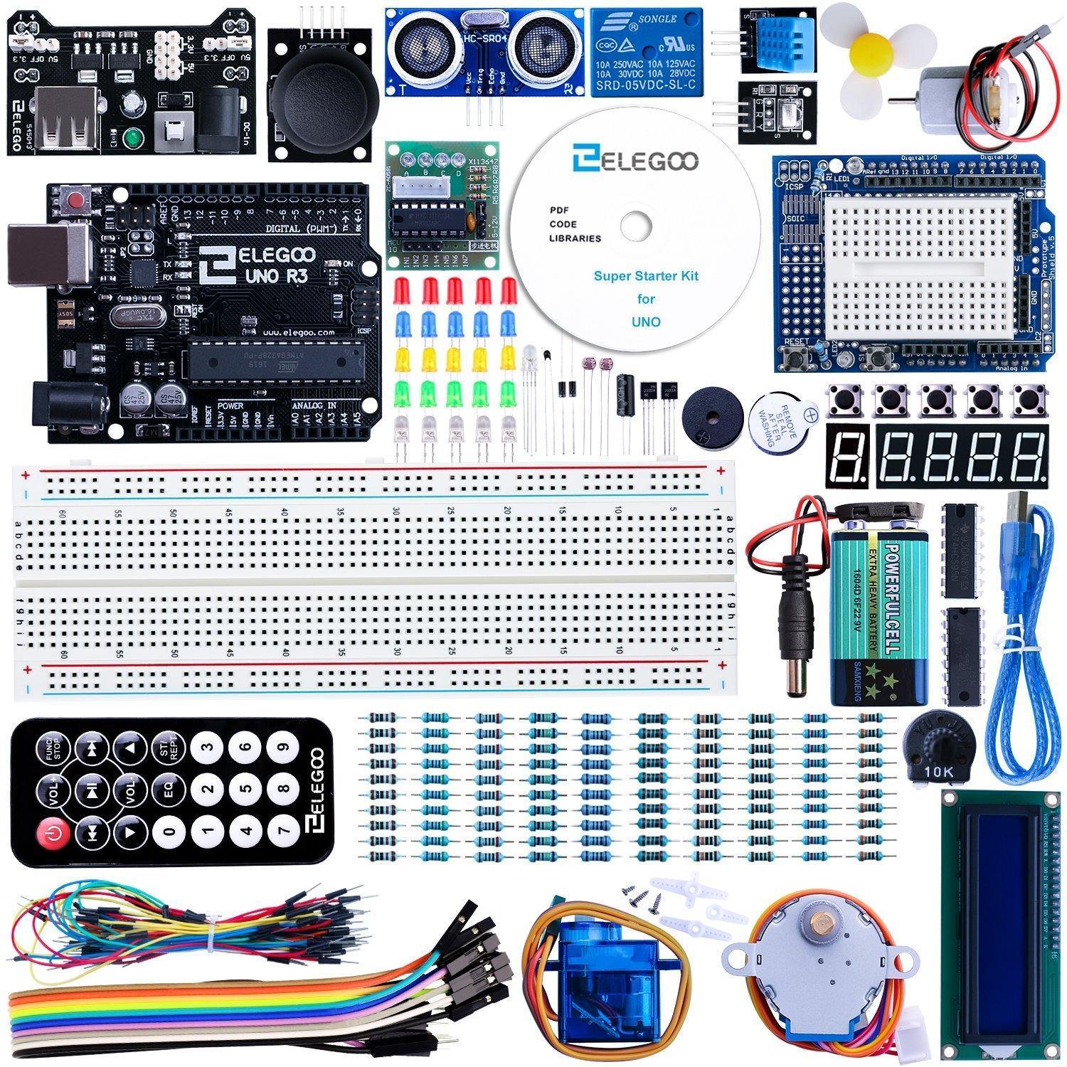 ELEGOO UNO R3 Super Starter Kit — Arduino UNO R3-Board, Steckbrett, LCD1602-Modul und Bauteile