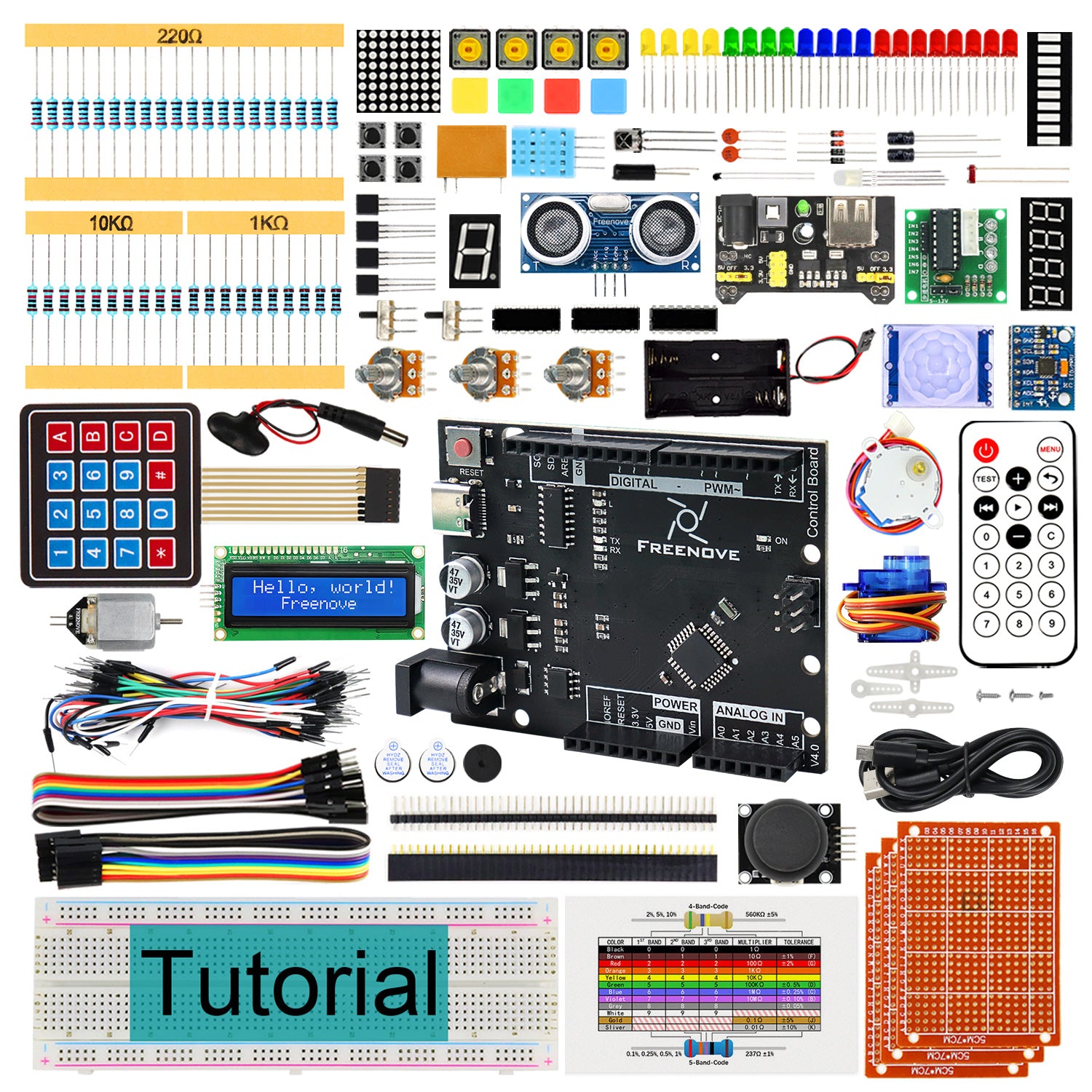 Freenove Ultimate Starter Kit mit Board V4, Steckbrett und 217 Bauteilen