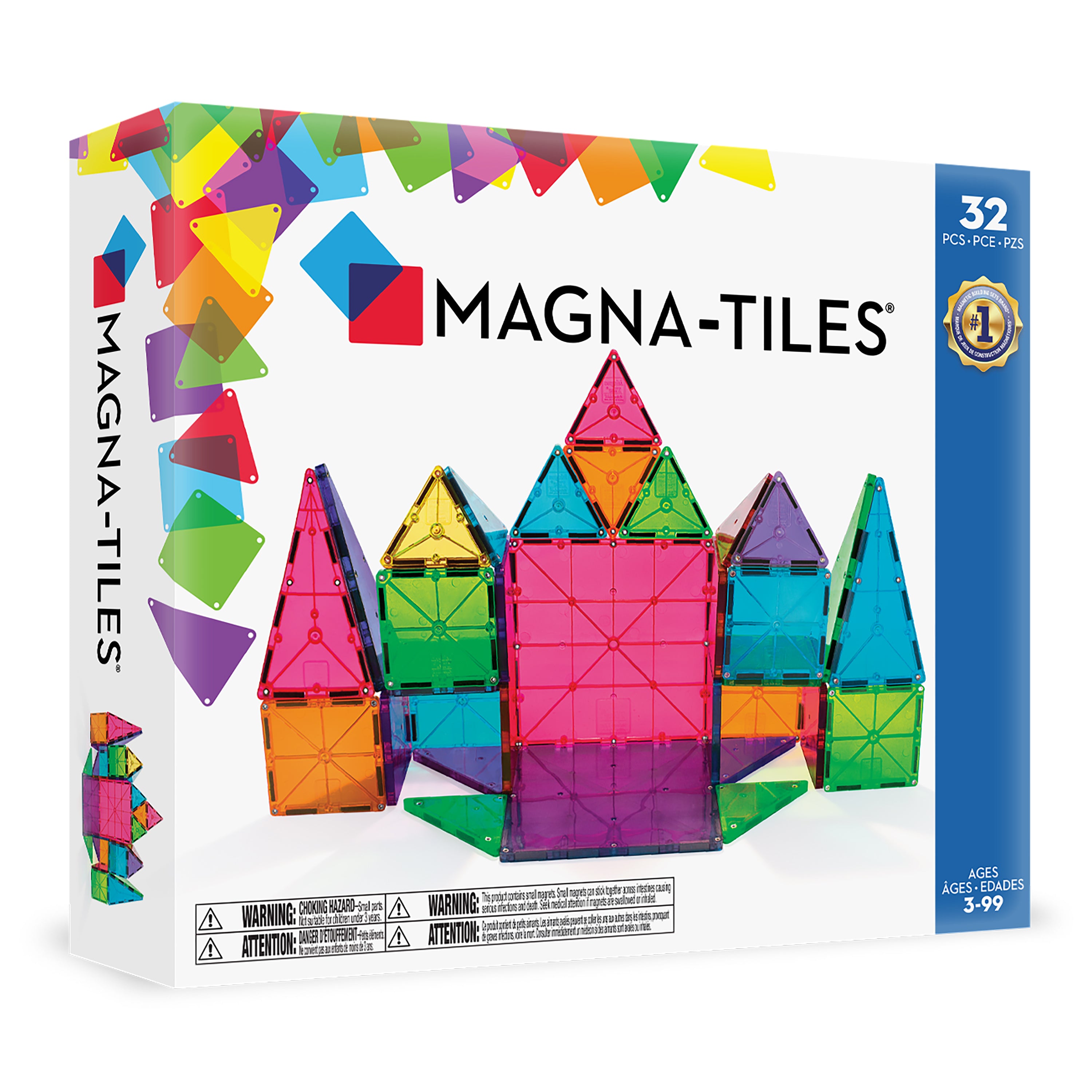 Jeu de 32 tuiles de construction magnétiques translucides Magna-Tiles Classic