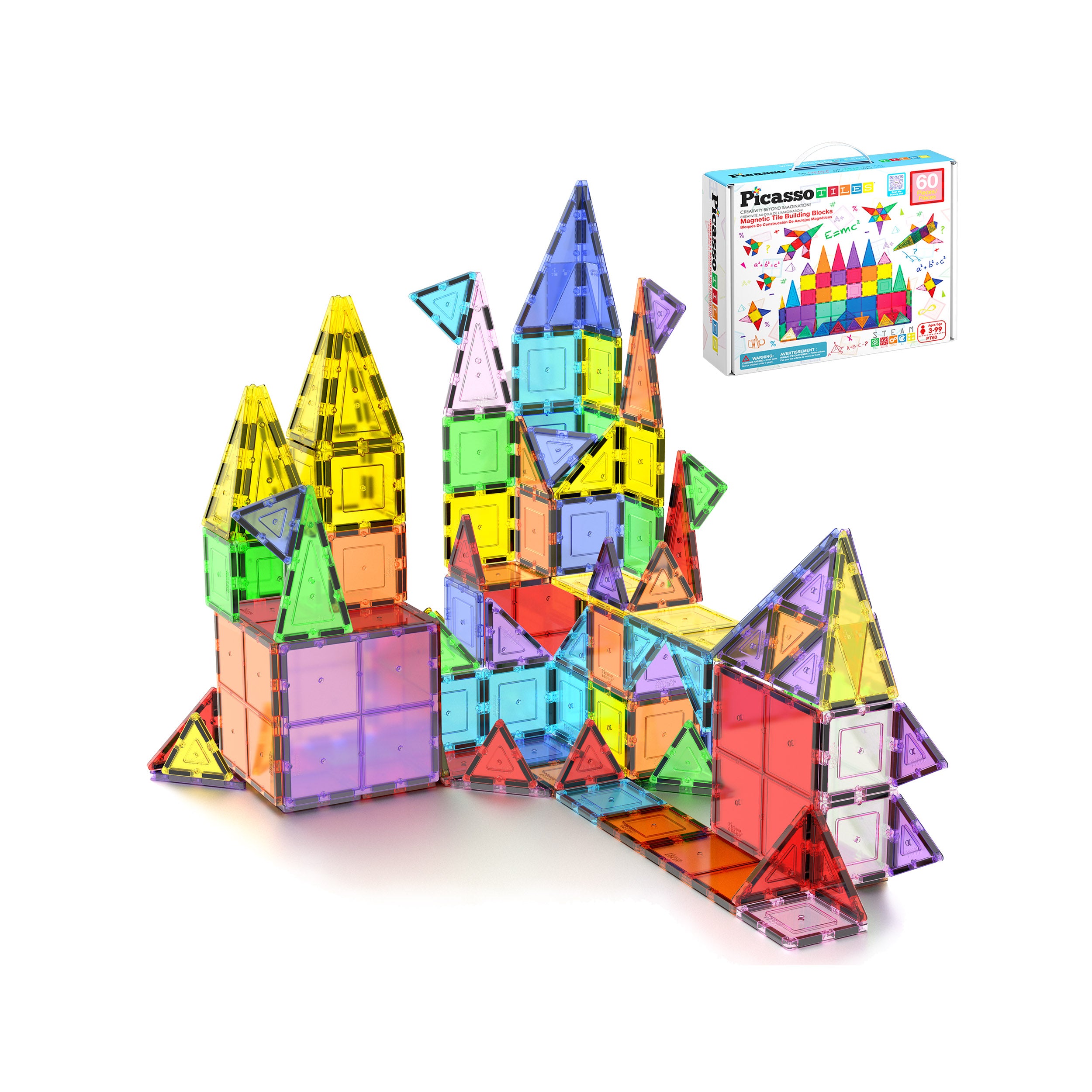 Jeu de 60 tuiles de construction magnétiques PicassoTiles