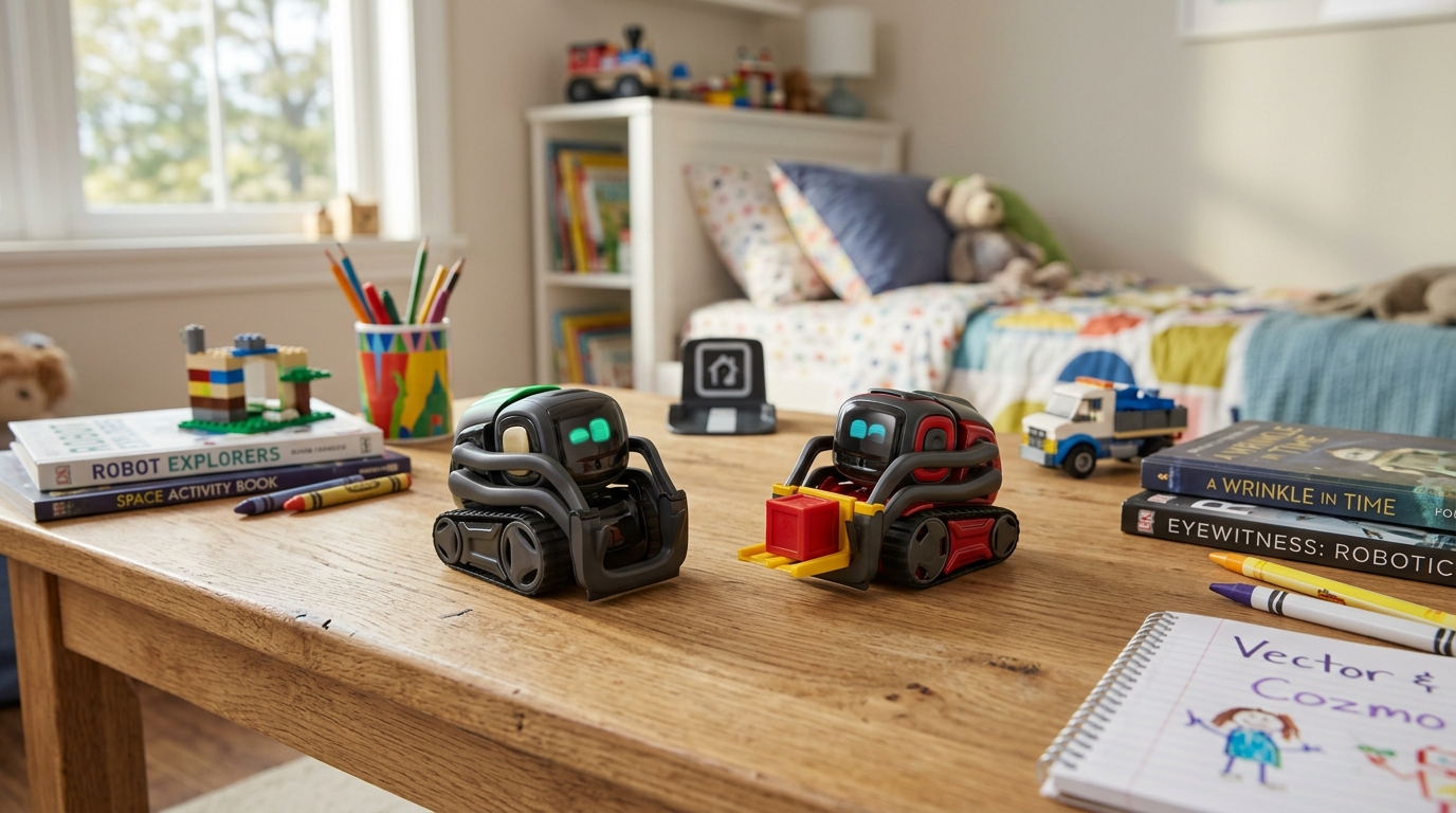 Anki Vector and Cozmo desk robots — original hero illustration