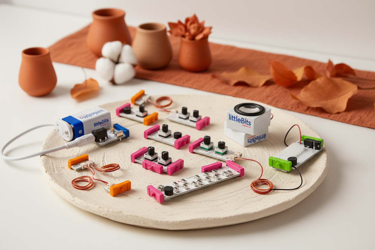 littleBits Synth Kit modules — original hero illustration